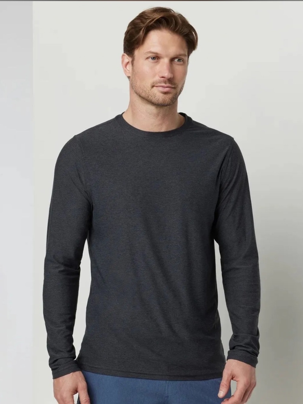 MENS Vuori Long Sleeve Strato Tech Tee Charcoal Heather